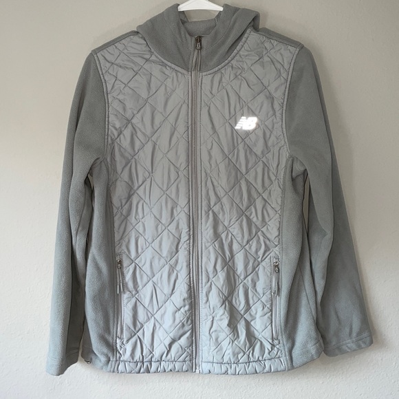New Balance Jackets & Blazers - New Balance | grey fleece quilted hooded full zip jacket